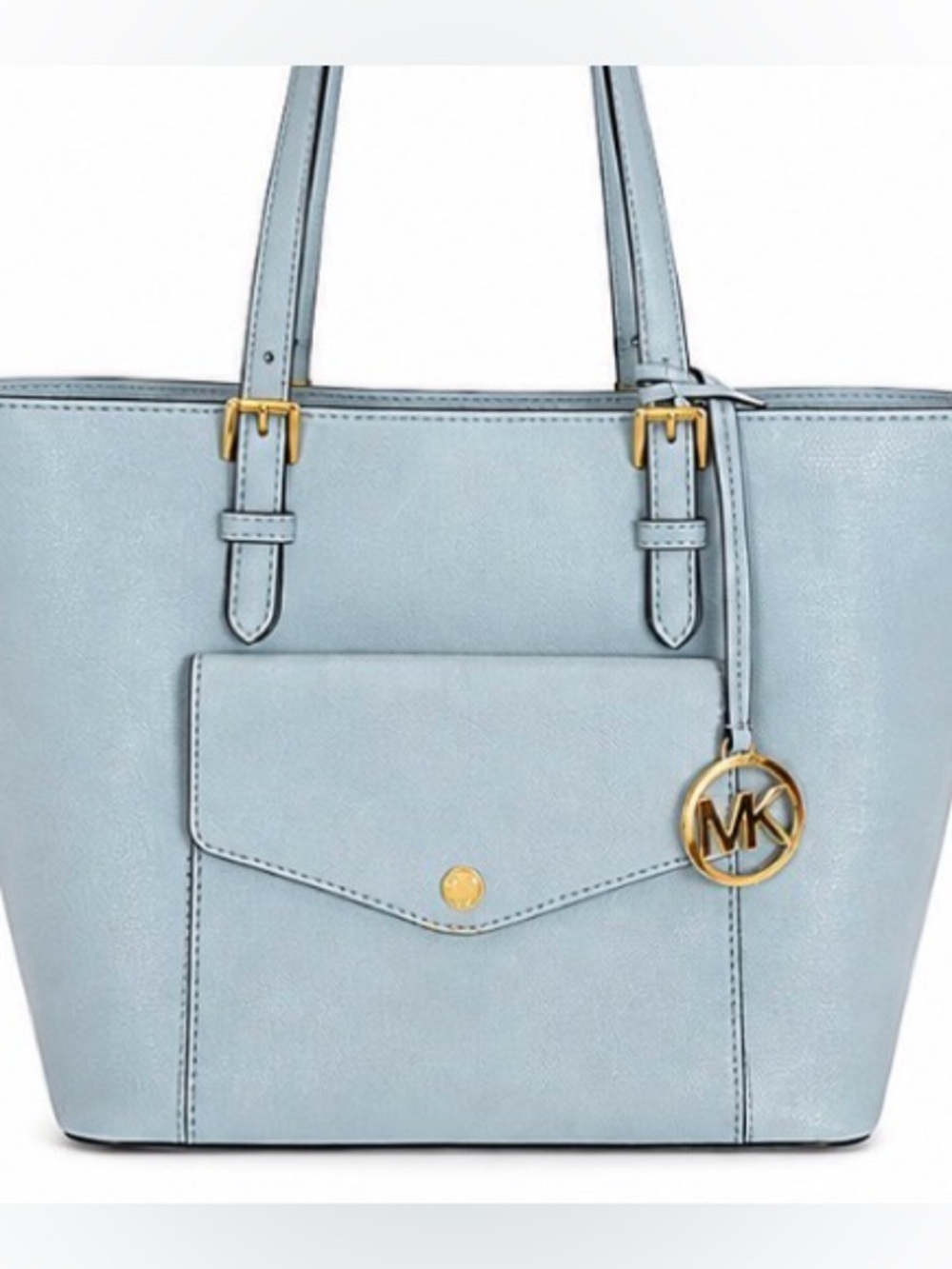 Michael Kors Light Blue Tote with Gold Hardware